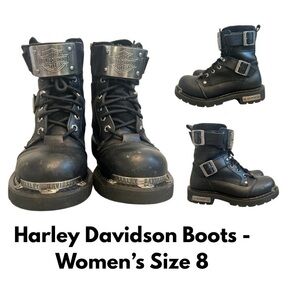 Harley-Davidson Black Moto Boots for Women